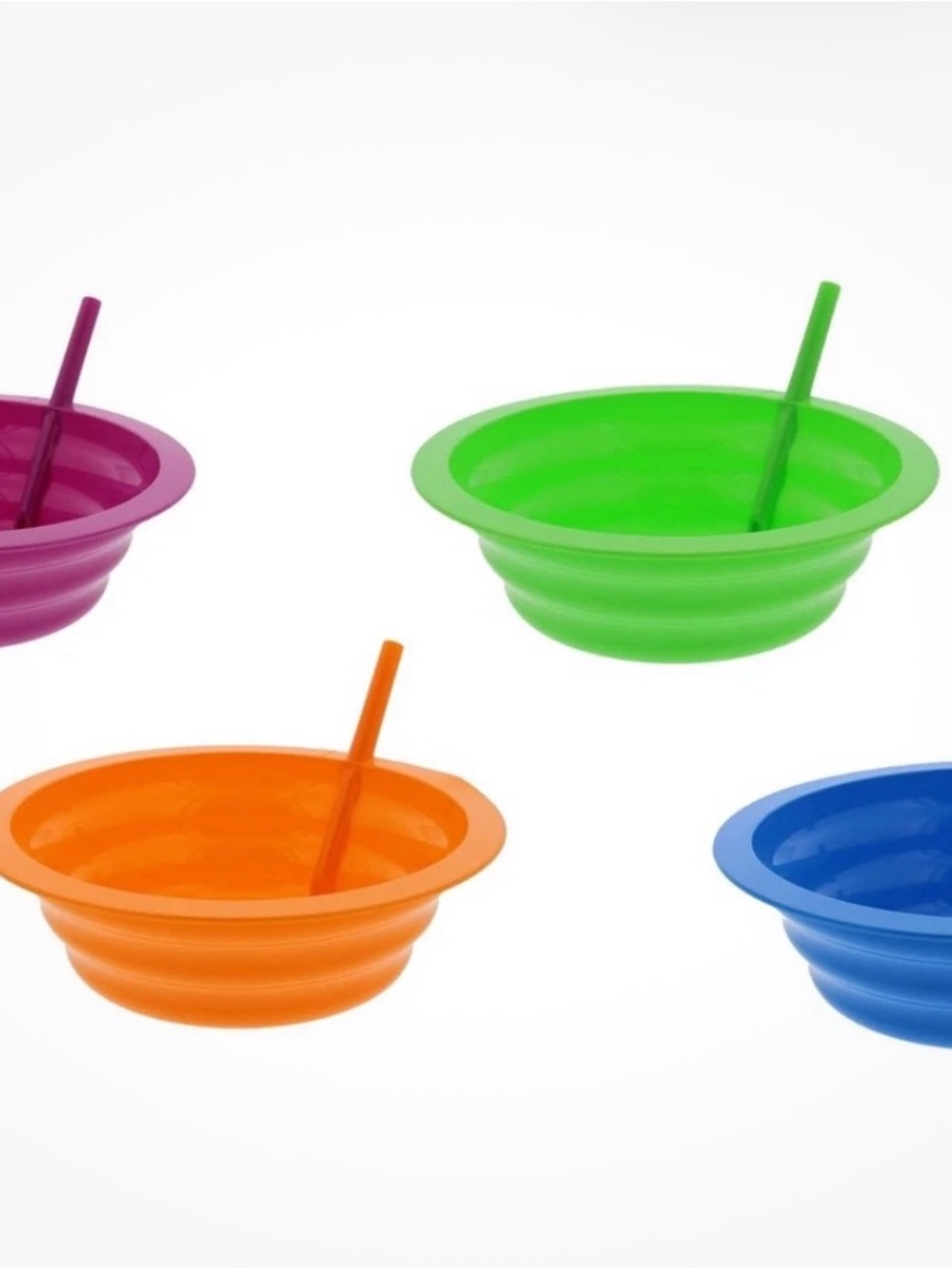 Assorted Color Silicone Party Snack Bowls with Spoons - Multipack